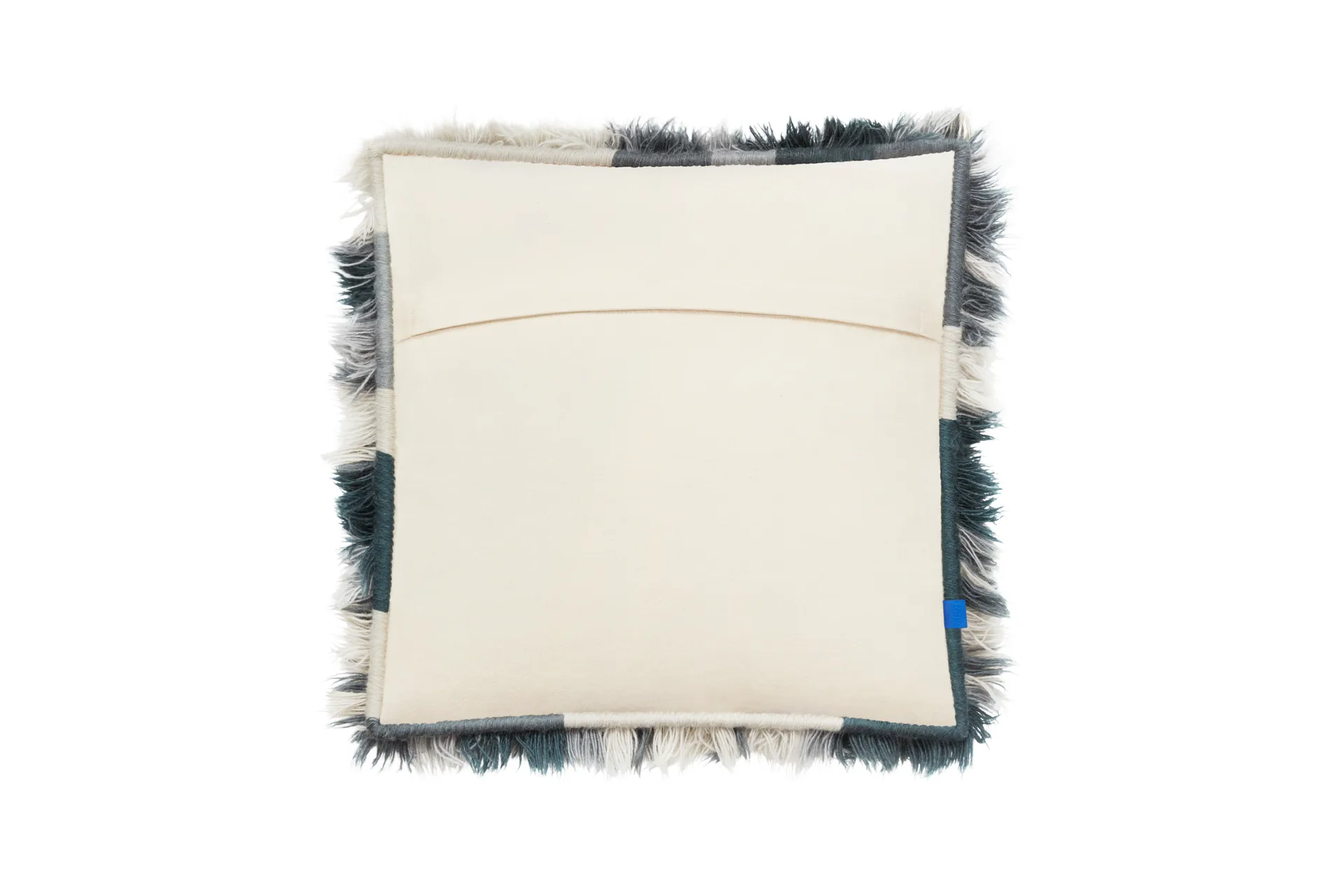 Monster cushion Medium 50x50 cm, Dark teal-off white Hem