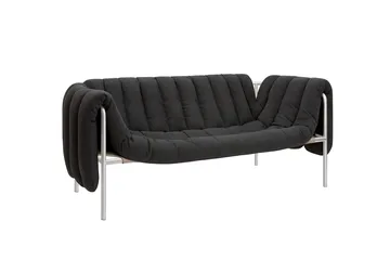 Puffy 2,5-seater sofa 205 cm - Anthracite-stainless steel - Hem
