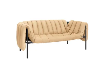 Puffy 2,5-seater sofa 205 cm - Sand leather-black grey - Hem