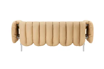 Puffy 2,5-seater sofa 205 cm - Sand leather-stainless steel - Hem