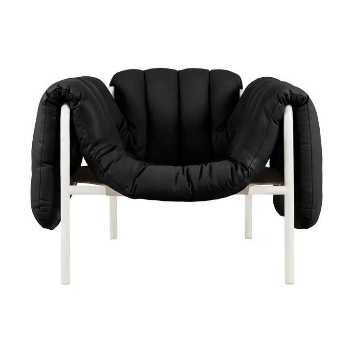 Puffy lounge chair - Black leather-cream - Hem