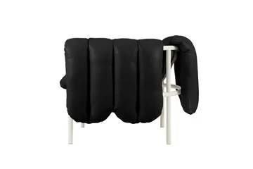Puffy lounge chair - Black leather-cream - Hem