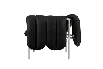 Puffy lounge chair - Black leather-stainless steel - Hem