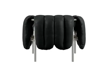 Puffy lounge chair - Black leather-stainless steel - Hem