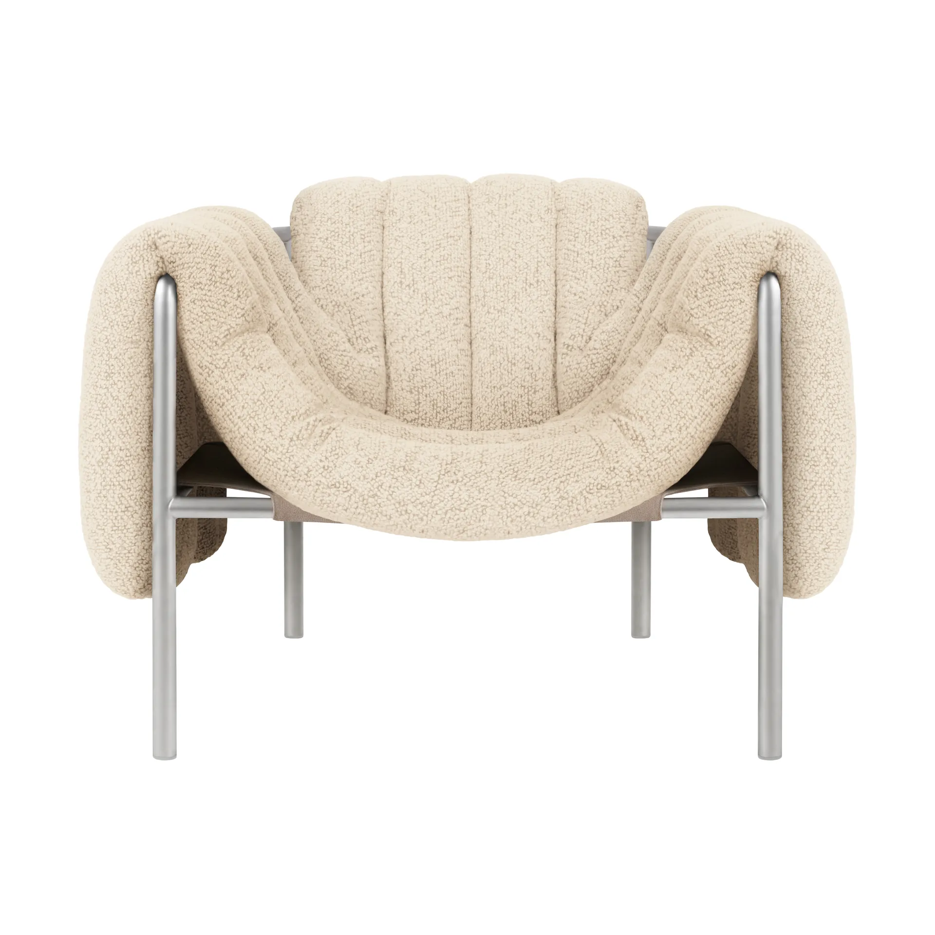 Puffy lounge chair, Eggshell-stainless steel Hem