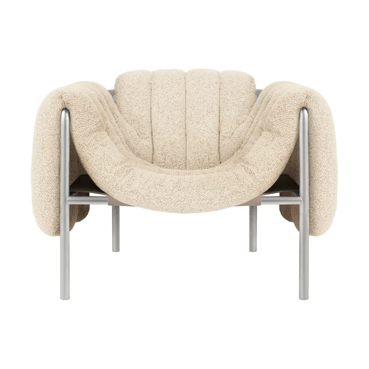 Puffy lounge chair - Eggshell-stainless steel - Hem