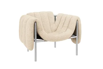 Puffy lounge chair - Eggshell-stainless steel - Hem