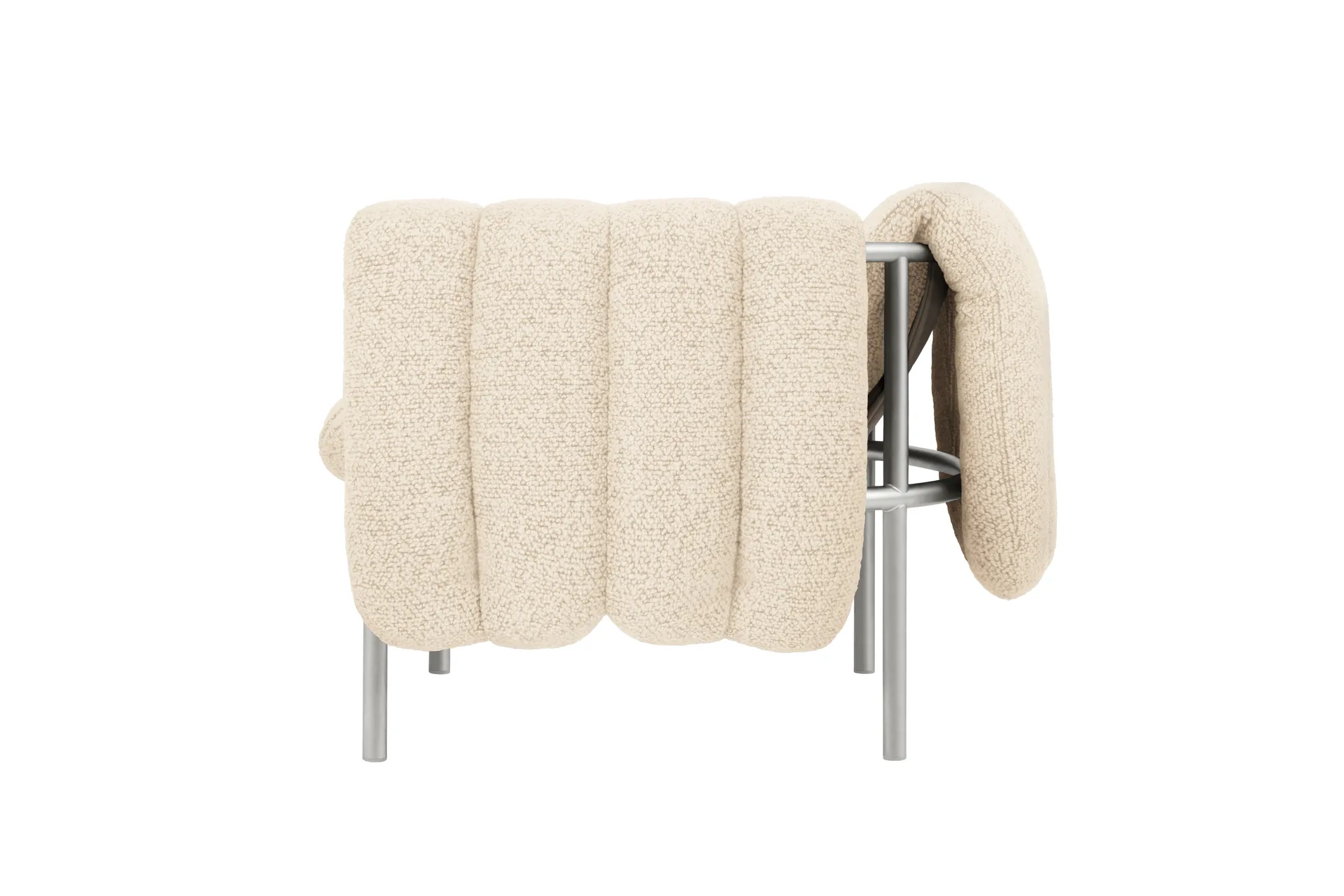 Puffy lounge chair, Eggshell-stainless steel Hem
