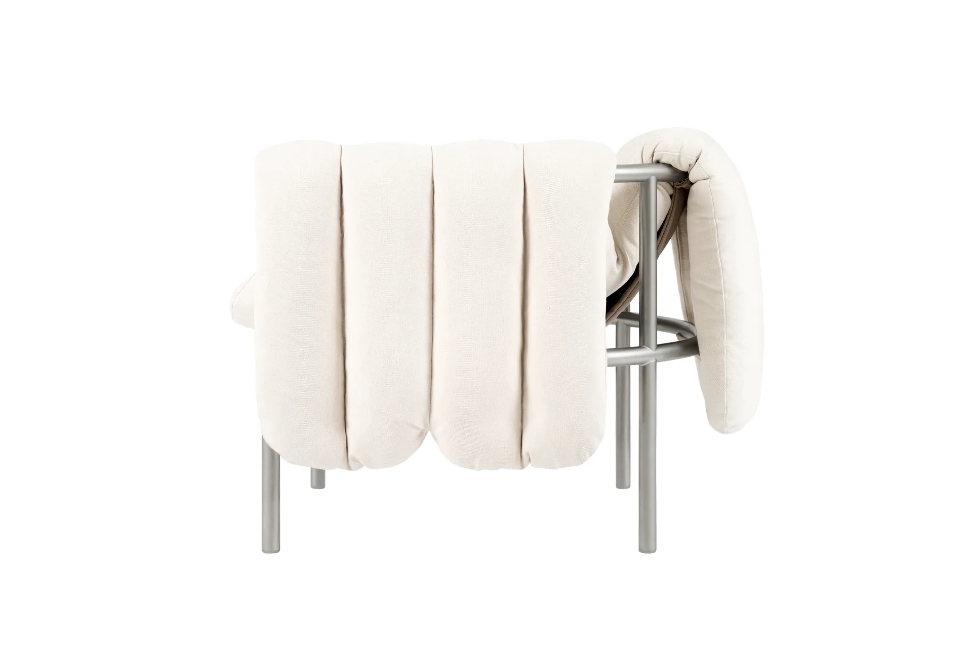 Puffy lounge chair, Natural-stainless steel Hem