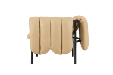 Puffy lounge chair - Sand leather-black grey - Hem