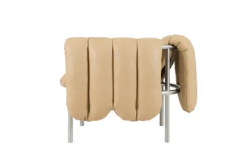 Puffy lounge chair - Sand leather-stainless steel - Hem