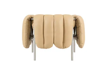 Puffy lounge chair - Sand leather-stainless steel - Hem