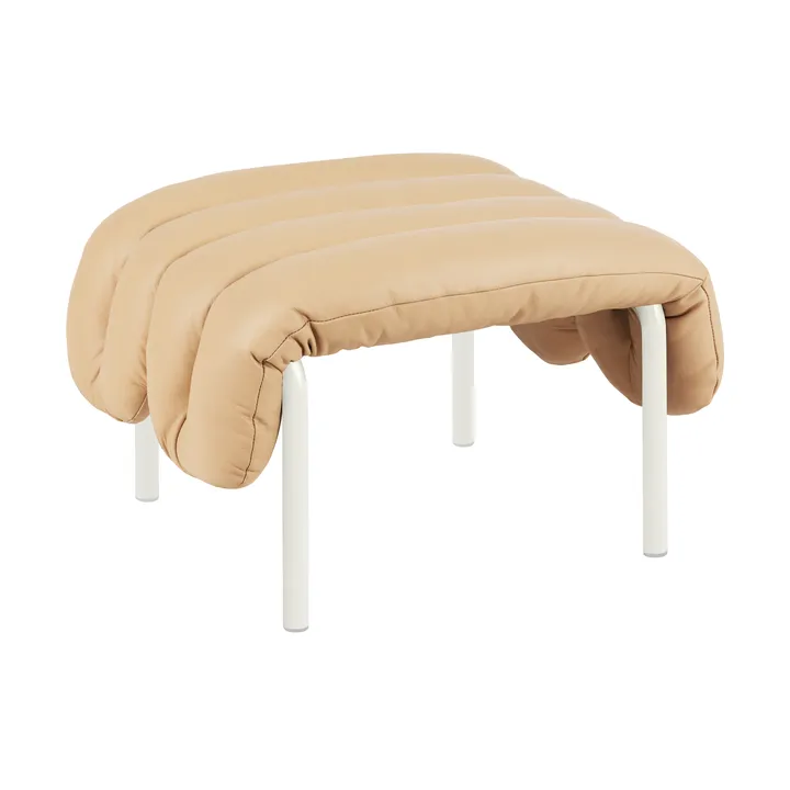 Puffy ottoman 58x67 cm - Sand leather-cream - Hem