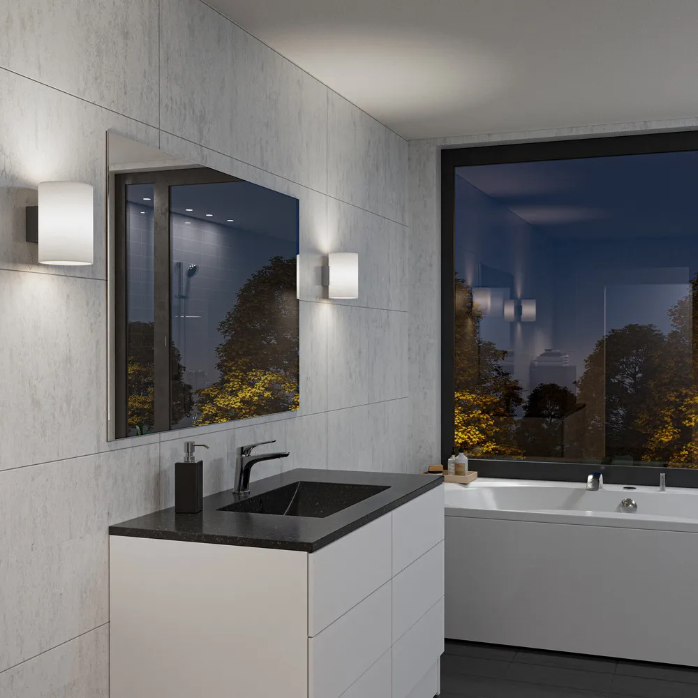 Evoke wall lamp large, Anthracite-opal glass Herstal