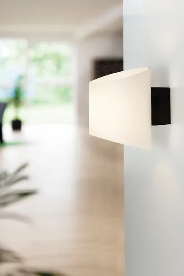 Evoke wall lamp oval - Anthracite-opal glass - Herstal
