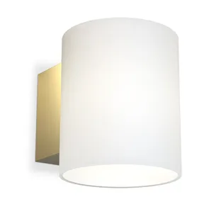Evoke wall lamp small - Satin brass-opal glass - Herstal