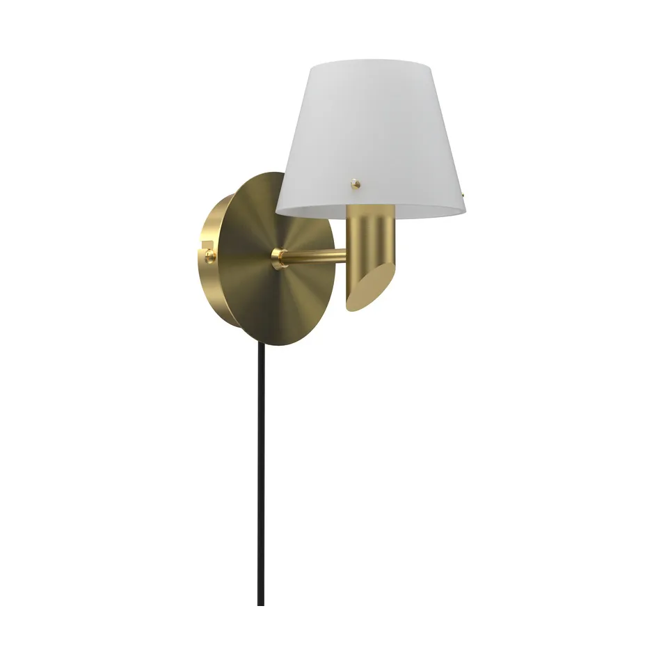Gil wall lamp, Satin brass-opal glass Herstal