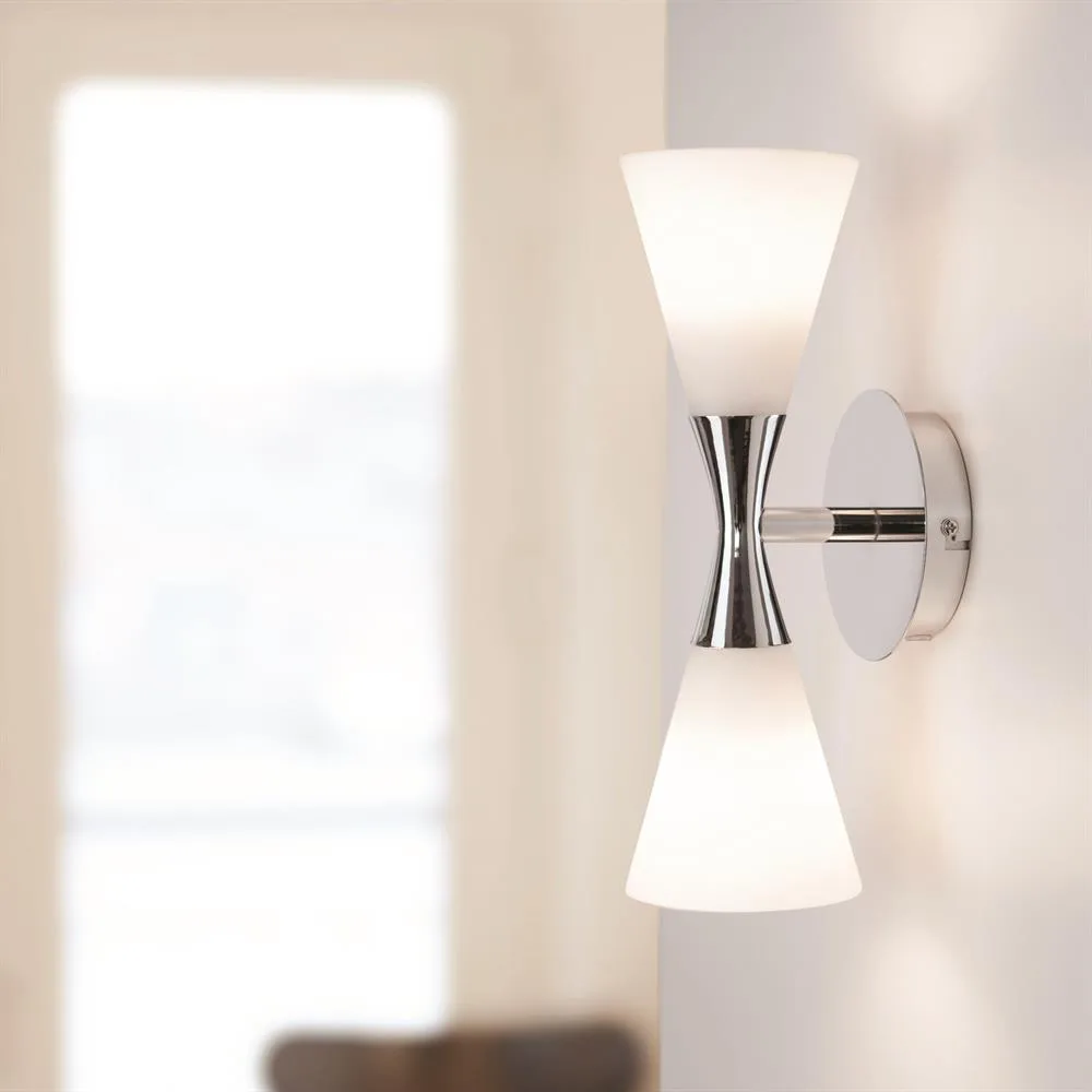 Harlekin duo wall lamp, chrome-white Herstal