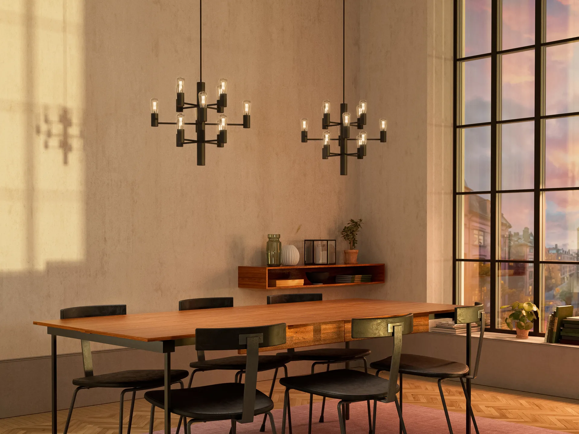 Manola Mini 12 chandelier, Black Herstal