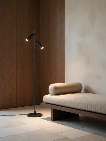 Pipeline floor lamp - Matte black, double - Herstal