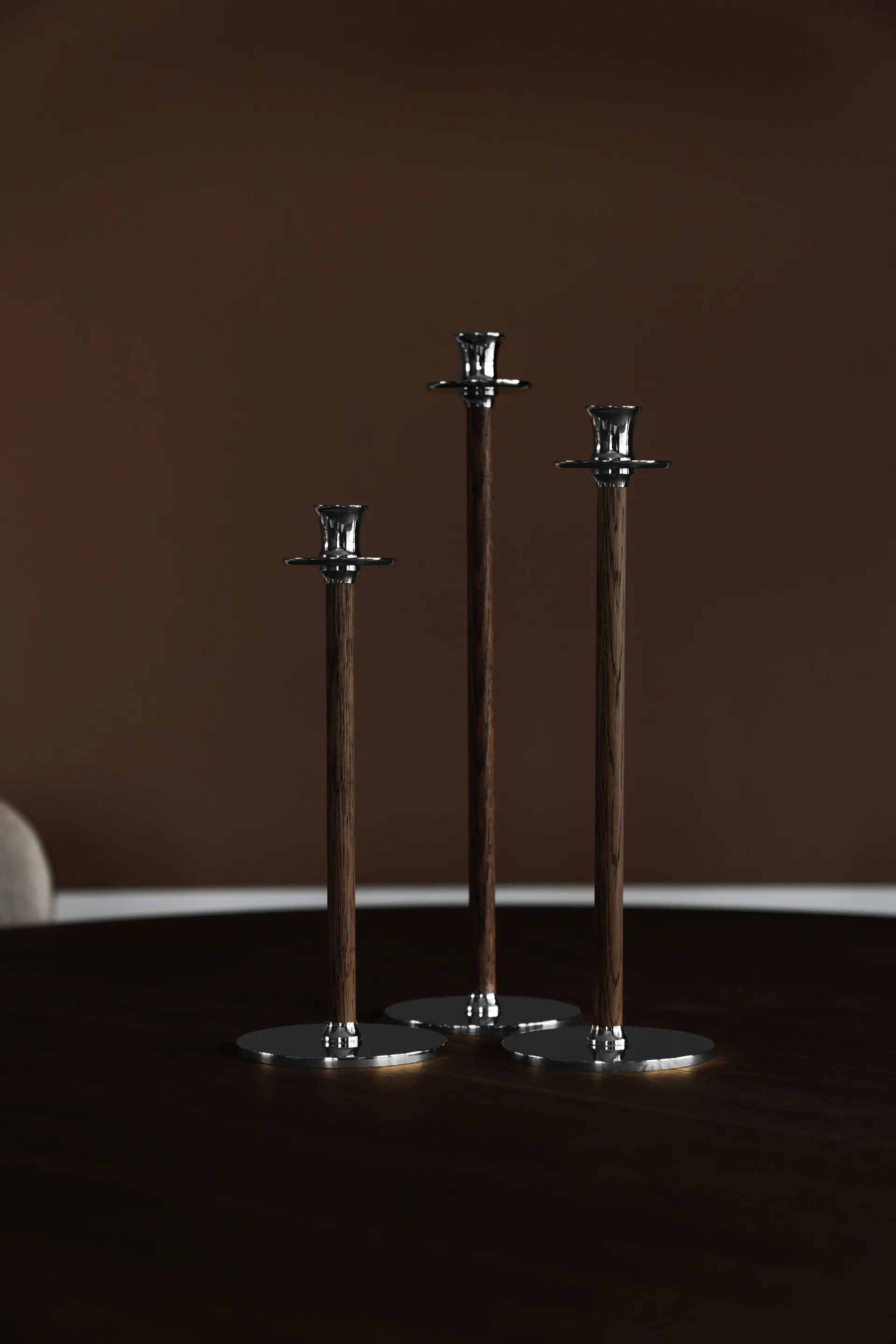 Alto Basso candle holder 30 cm, Nickel-plated brass Hilke Collection