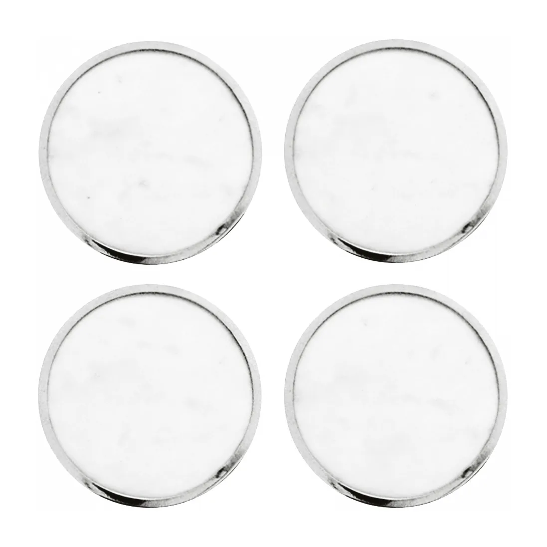 Hilke Collection coaster 4-pack, White marble-nickle plated brass Hilke Collection