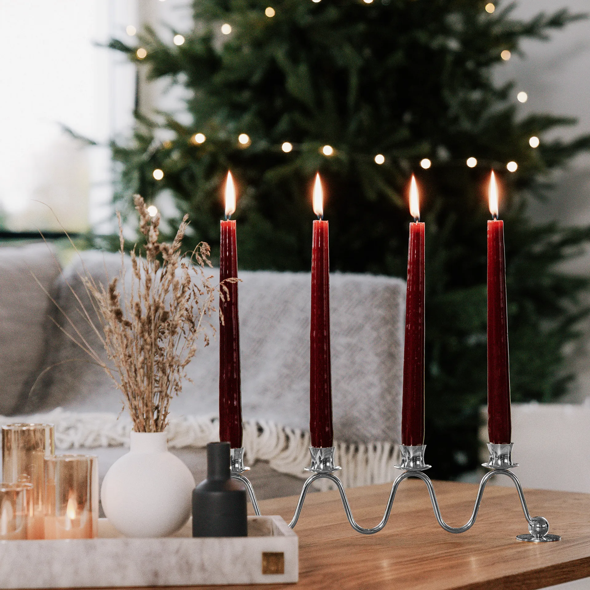 Lignano Sabbiadoro Advent candlestick, Nickel-plated brass Hilke Collection