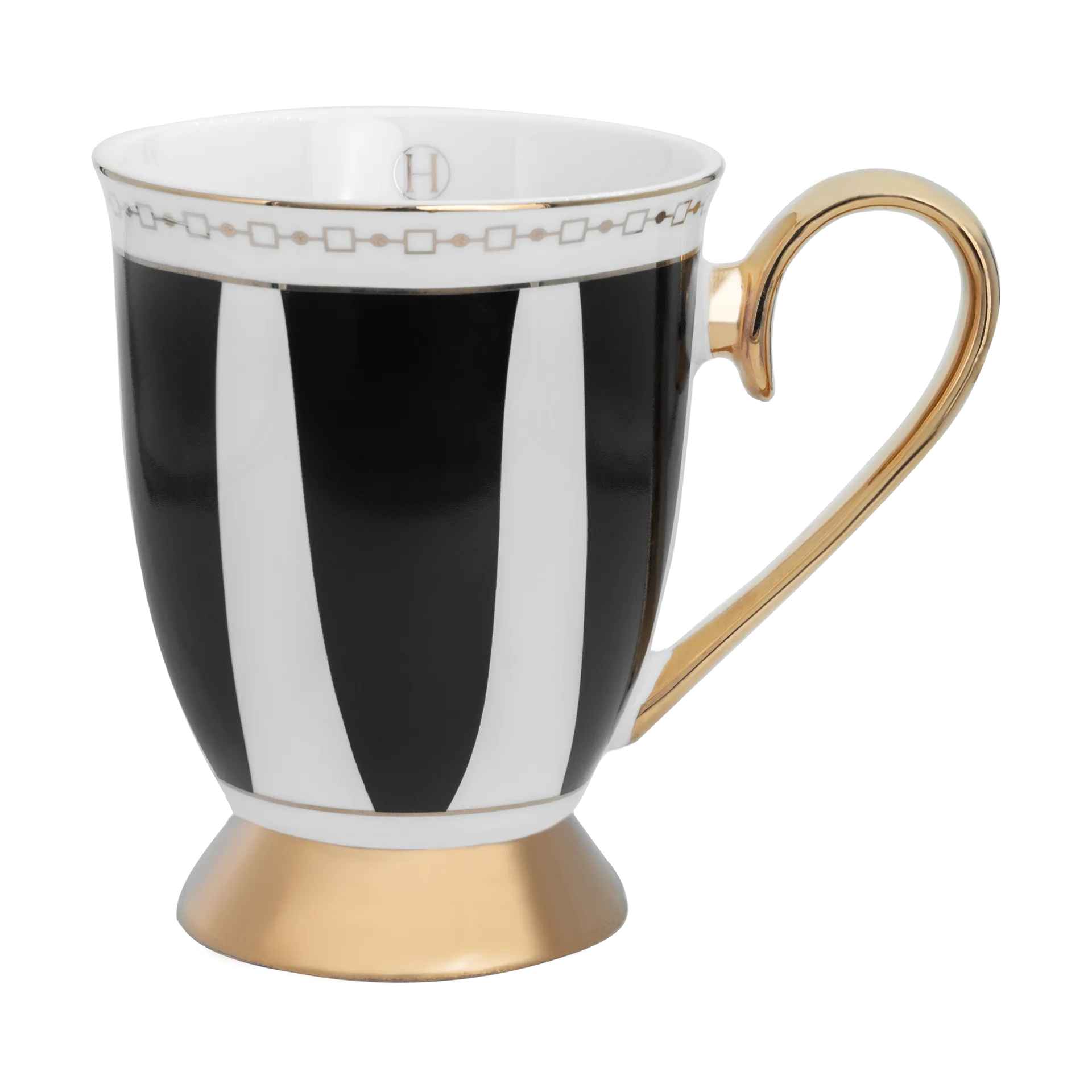 Strisce Nero Mug 28 cl, Black-white-gold Hilke Collection