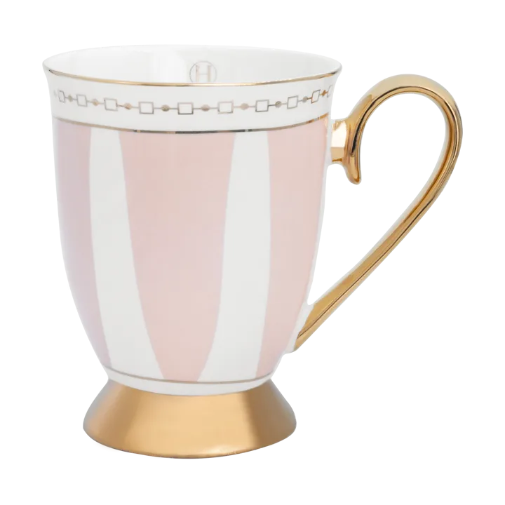 Strisce Rosa mug 28 cl - Pink-white-gold - Hilke Collection