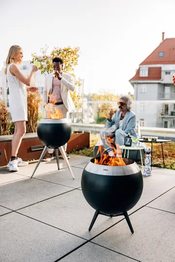 MOON 45 fireplace - Black-silver, low stand - Höfats