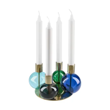 Bubble 4-arm candlestick Ø17.5x12 cm - Blue-green-smoke - Holmegaard