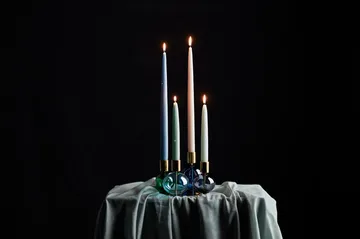 Bubble 4-arm candlestick Ø17.5x12 cm - Blue-green-smoke - Holmegaard