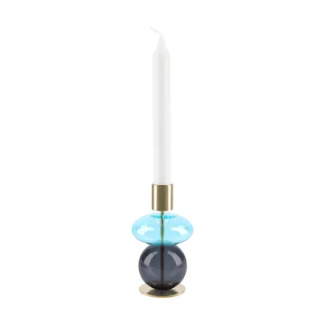 Bubble candleholder 14 cm - Blue-smoke - Holmegaard