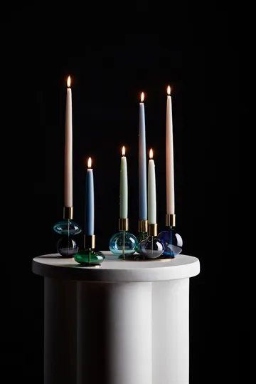 Bubble candleholder 14 cm - Blue-smoke - Holmegaard
