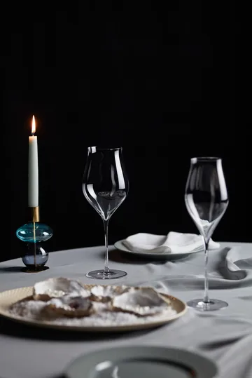 Bubble candleholder 14 cm - Blue-smoke - Holmegaard