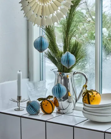Alsta Christmas hanging 4-pack - Light blue, Ø8 cm - House Doctor