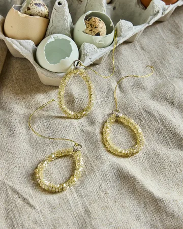 Beads Easter hanging ornaments, 3-pack - Champagne - House Doctor