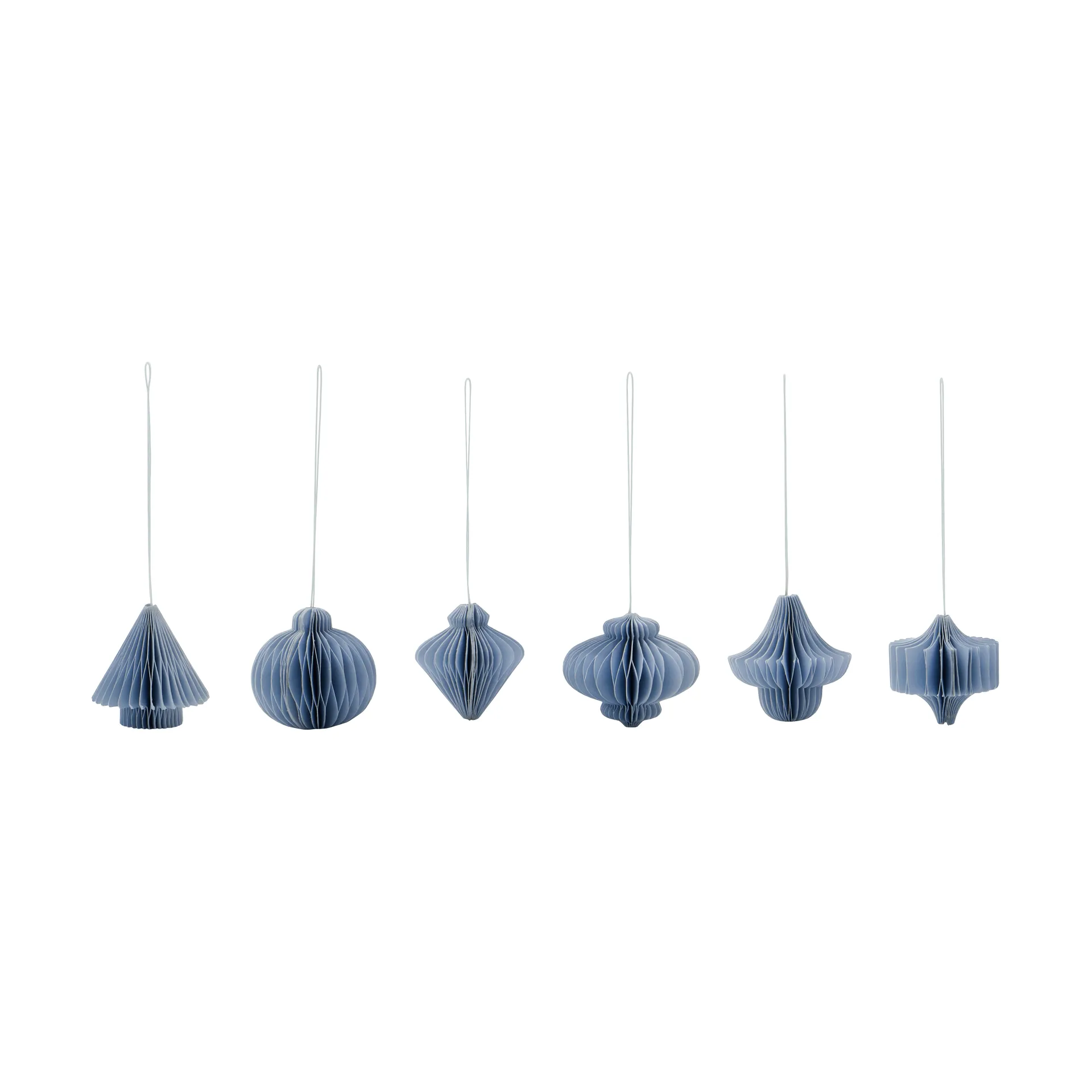 Comb Christmas hanging ornaments, set of 6, Light blue House Doctor