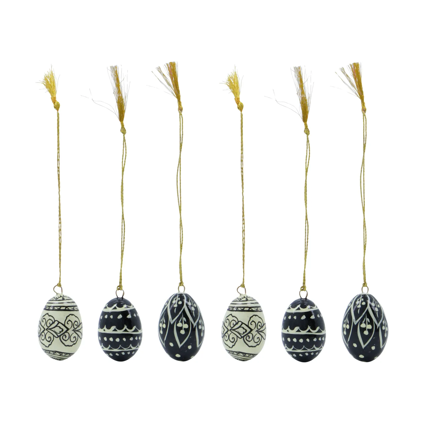 Deco Easter egg 3 cm 6 pieces, Black-offwhite House Doctor