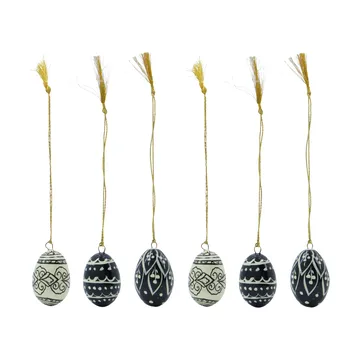 Deco Easter egg 3 cm 6 pieces - Black-offwhite - House Doctor