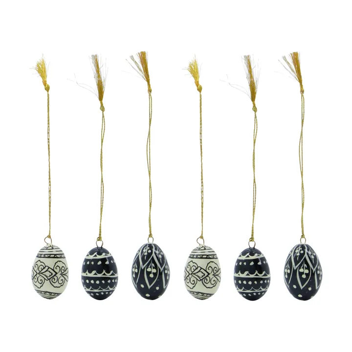 Deco Easter egg 3 cm 6 pieces - Black-offwhite - House Doctor