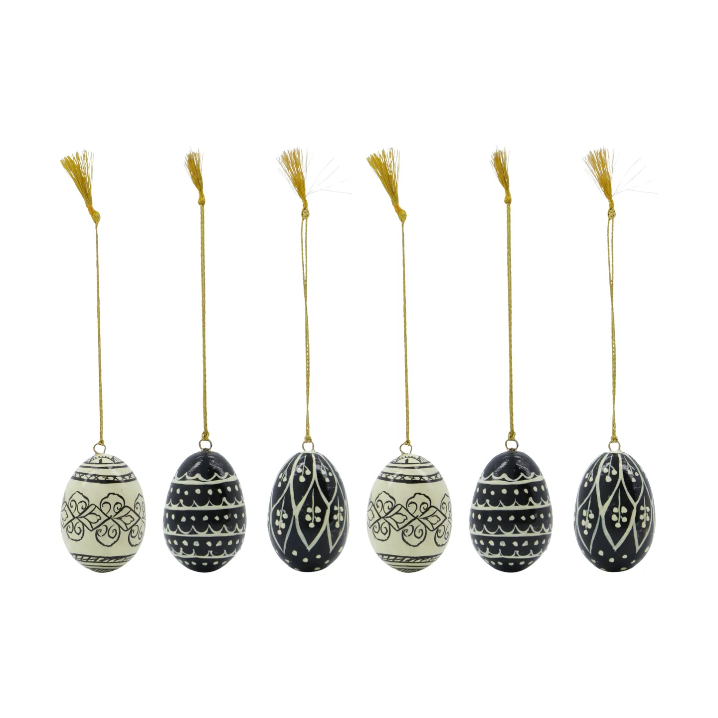 Deco Easter eggs 5 cm 6 pieces, Black-offwhite House Doctor