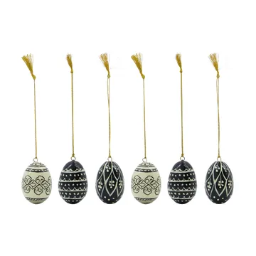 Deco Easter eggs 5 cm 6 pieces - Black-offwhite - House Doctor