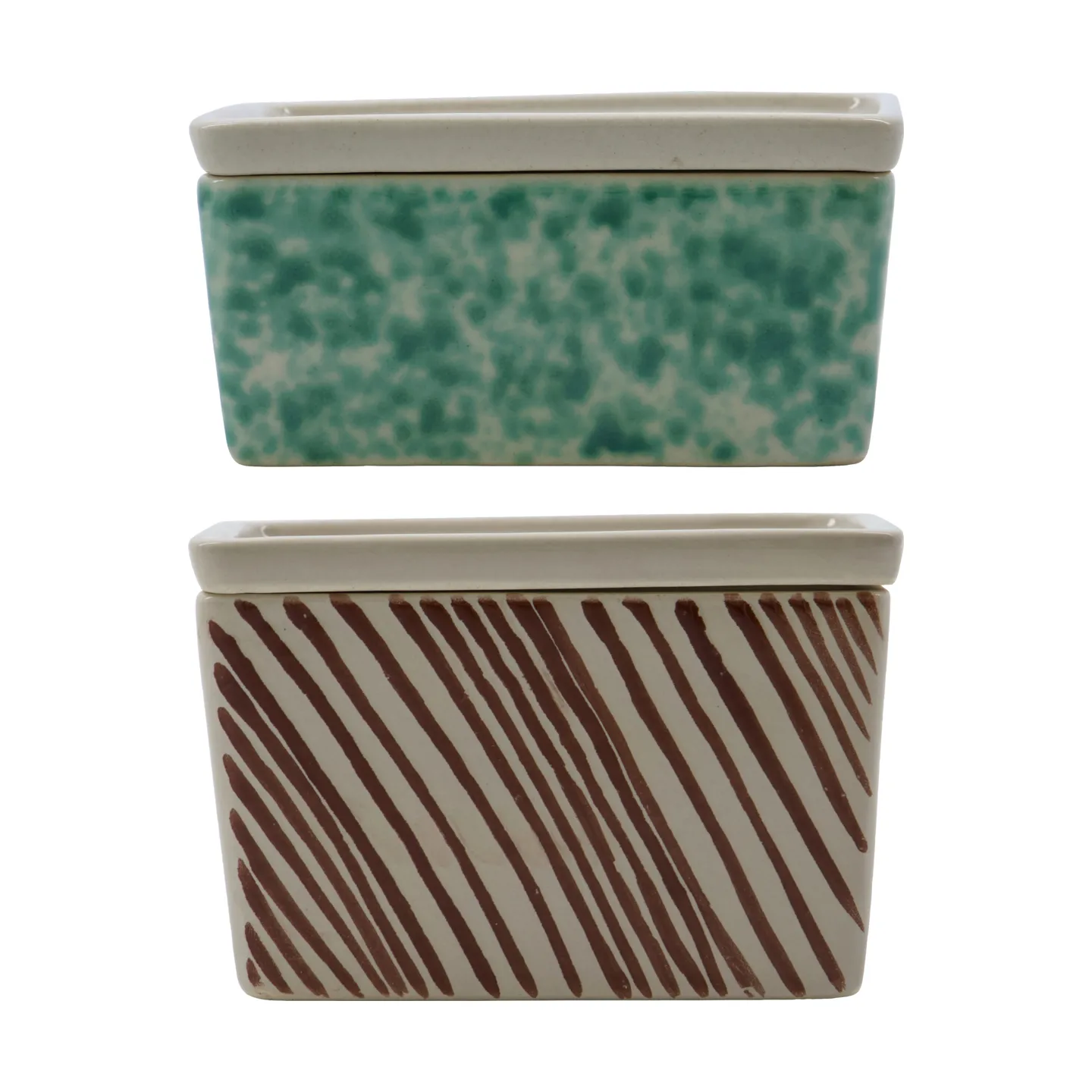 Diva storage boxes 2 parts, Green-brown House Doctor