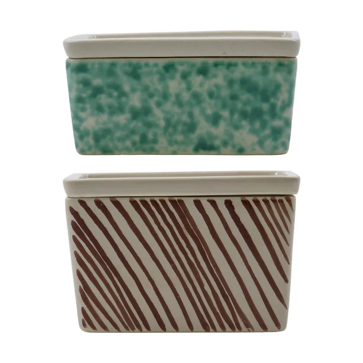 Diva storage boxes 2 parts - Green-brown - House Doctor
