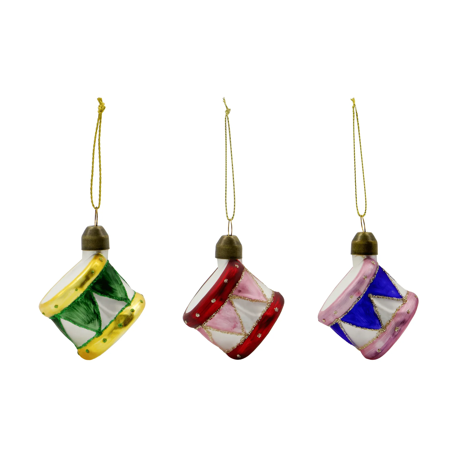 Drum Christmas hanging 3 pieces, Blue, green, dusty red House Doctor