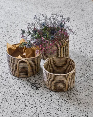 Dungi low storage baskets 3-pack - Black-natural - House Doctor