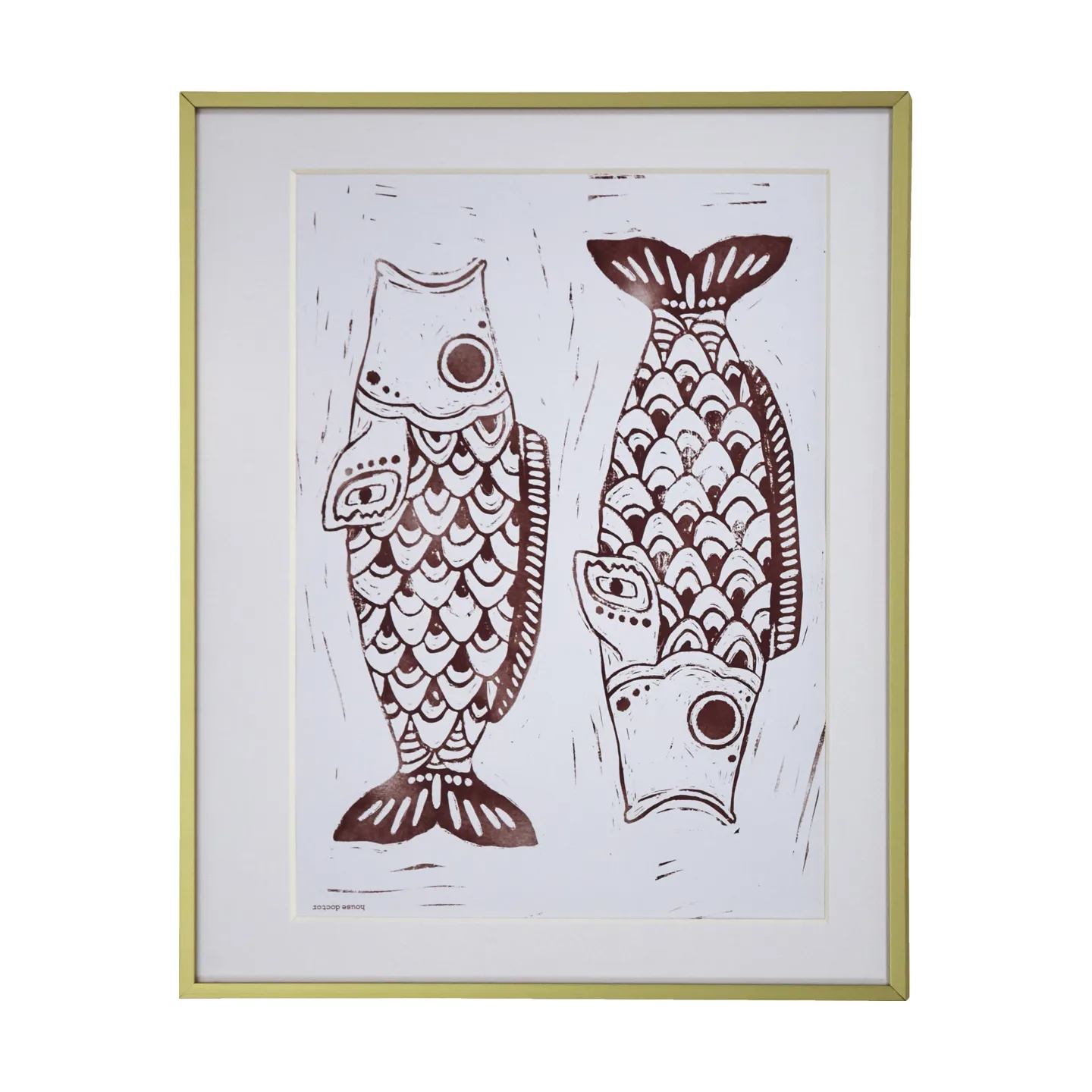 Fish wall art painting 40x50 cm, Burgundy House Doctor