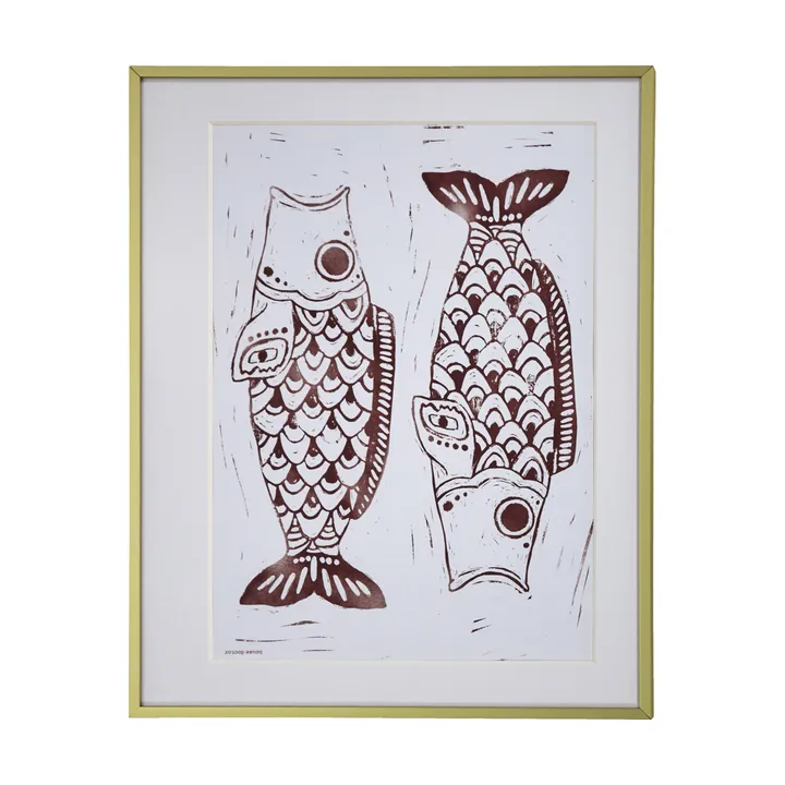 Fish wall art painting 40x50 cm - Burgundy - House Doctor