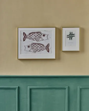 Fish wall art painting 40x50 cm - Burgundy - House Doctor